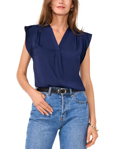 Vince Camuto Ruffle Shoulder Sleeveless Blouse In Blue