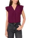Vince Camuto Flutter Sleeve Top In Mulberry