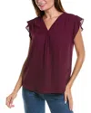 Vince Camuto Flutter Sleeve Top In Red