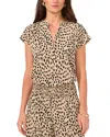 Vince Camuto Leopard Print Georgette Top In Khaki Haze