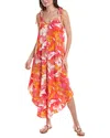 Vince Camuto Floral Shoulder Tie V-neck Jumpsuit In Orange