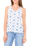 Vince Camuto V-neck Keyhole Tank In Canal Blue Diamond