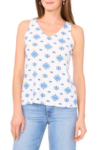 Vince Camuto V-neck Keyhole Tank In Canal Blue Diamond