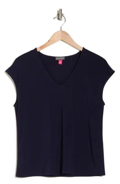 Vince Camuto V-neck Knit T-shirt In Navy