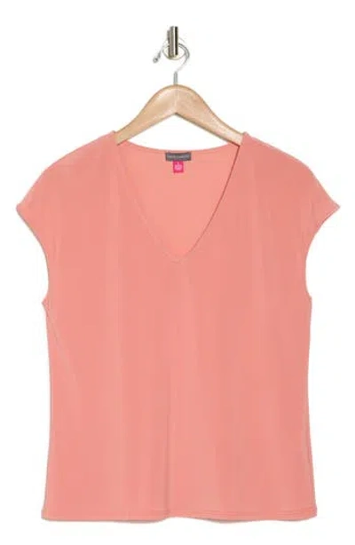 Vince Camuto V-neck Knit T-shirt In Terracotta