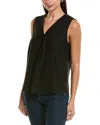 Vince Camuto V-neck Linen-blend Top In Black