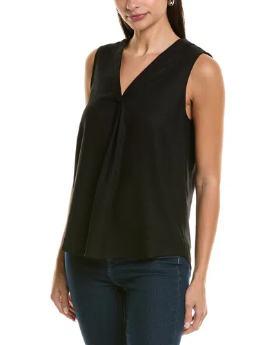 Vince Camuto V-neck Linen-blend Top In Black