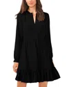 Vince Camuto Ruffle Hem Long Sleeve Dress In Rich Black