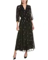 Vince Camuto Women's Metallic-print V-neck Maxi Dress In Black