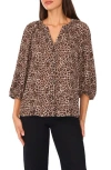 Vince Camuto V-neck Puff Sleeve Blouse In Brown