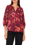 Vince Camuto V-neck Puff Sleeve Blouse In Burgundy
