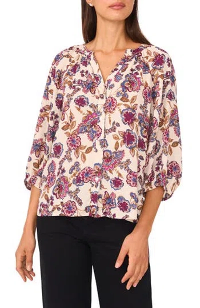 Vince Camuto V-neck Puff Sleeve Blouse In Purple