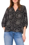 Vince Camuto V-neck Puff Sleeve Top In Black