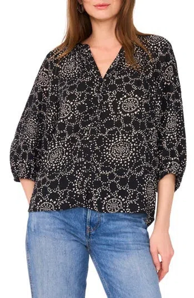 Vince Camuto V-neck Puff Sleeve Top In Black