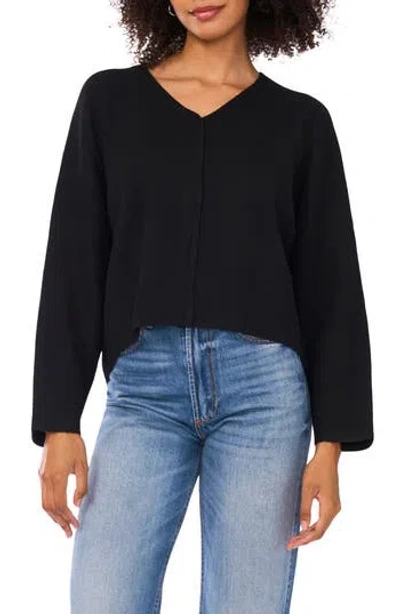 Vince Camuto V-neck Ribbed Sweater In Black