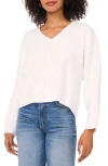 Vince Camuto Plus Womens Ribbed Trim Knit V-neck Sweater In White