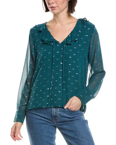 Vince Camuto V-neck Ruffle Front Tie Blouse In Green