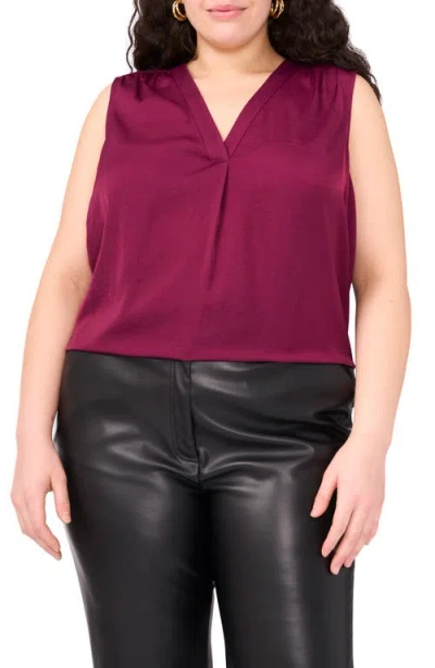 Vince Camuto V-neck Rumple Satin Blouse In Purple