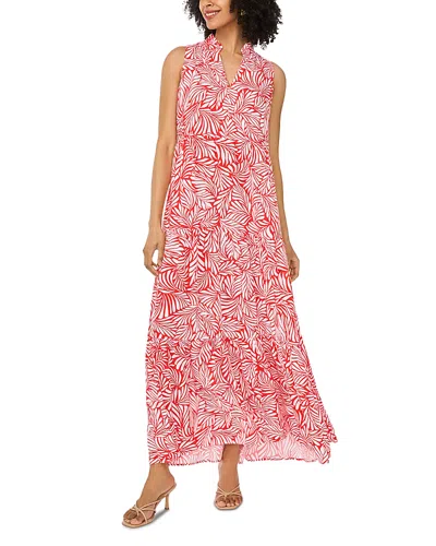 Vince Camuto V Neck Sleeveless Maxi Tier Dress In White