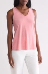 Vince Camuto V-neck Split Back Tank In Brandied Apricot