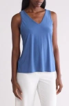 Vince Camuto V-neck Split Back Tank In Denim