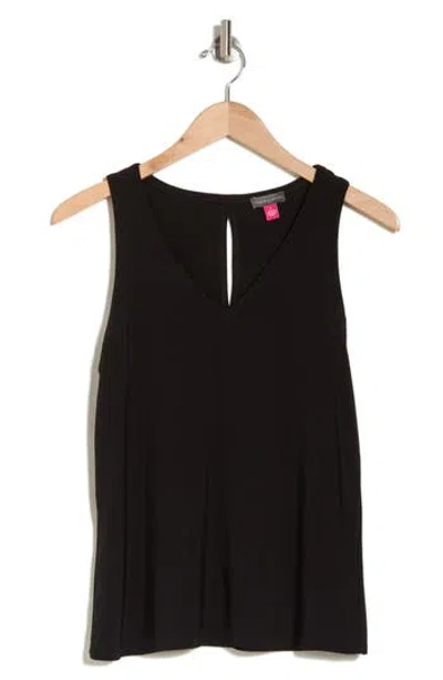 Vince Camuto V-neck Split Back Tank In Rich Black 060