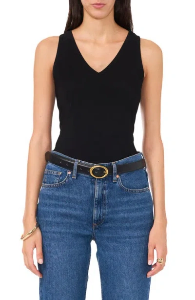 Vince Camuto V-neck Split Back Tank In Rich Black