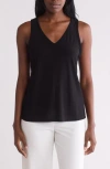 Vince Camuto V-neck Split Back Tank In Black