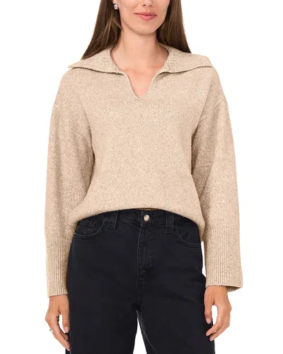 Vince Camuto V Neck Spread Collar Sweater In Brown
