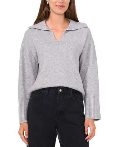 Vince Camuto V Neck Spread Collar Sweater In Gray