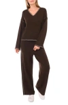 Vince Camuto V-neck Sweater & Pants Set In Brown