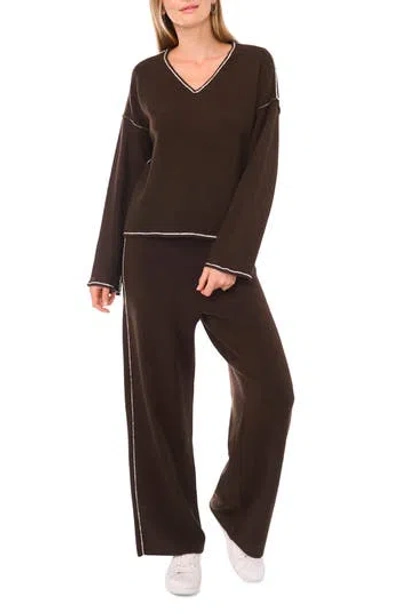 Vince Camuto V-neck Sweater & Pants Set In Brown