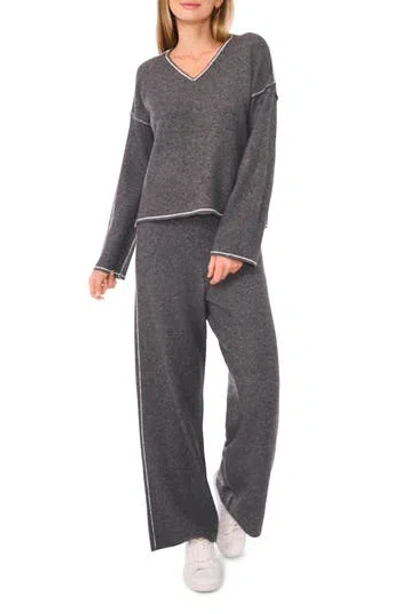 Vince Camuto V-neck Sweater & Pants Set In Gray