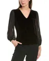 Vince Camuto Womens Rhinestone Velvet Blouse In Black