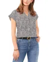 Vince Camuto Abstract Print V-neck Top In Rich Black