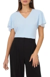 Vince Camuto V-neck Tulip Sleeve Chiffon Top In Frozen