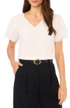 Vince Camuto V-neck Tulip Sleeve Chiffon Top In New Ivory
