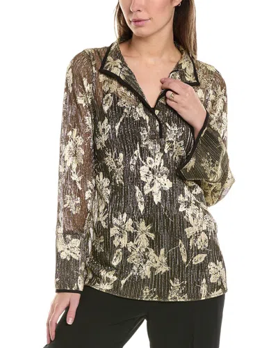 Vince Camuto V-neck Tunic Blouse In Black