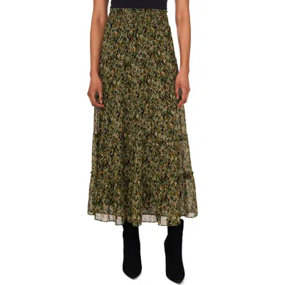 Vince Camuto V-print Georgette Tiered Skirt