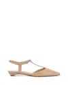 Vince Camuto Varena Ankle Strap Pointed Toe Flat In Neutral