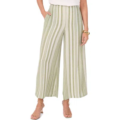 Vince Camuto Variegated Stripe Crop Wide Leg Pants In Eucalyptus