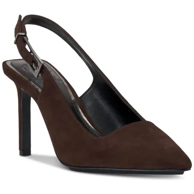 Vince Camuto Vcbrendie Womens Adjustable Suede Slingback Heels In Brownie Suede