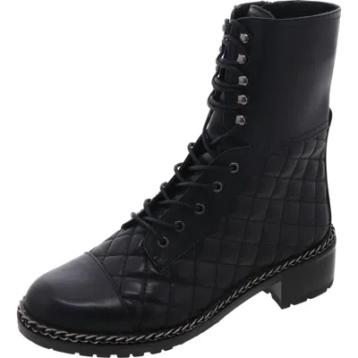 Vince Camuto Vcjoanie Womens Zipper Leather Combat & Lace-up Boots In Black