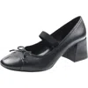 Vince Camuto Vcmelodie Womens Bow Leather Mary Jane Heels In Black