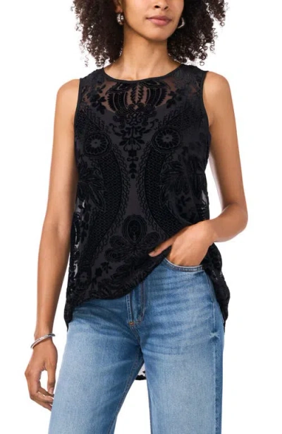 Vince Camuto Velvet Burnout High Low Top In Rich Black