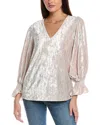 Vince Camuto Velvet Glitter Blouse In Pink