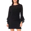 Vince Camuto Ruffle Sleeve Lace Top In Black