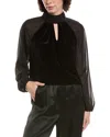 Vince Camuto Velvet Mock Neck Top In Black