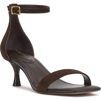 Vince Camuto Vinkely Square Toe Kitten Heel Sandal In Brown