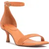 Vince Camuto Vinkely Square Toe Kitten Heel Sandal In Mandarino